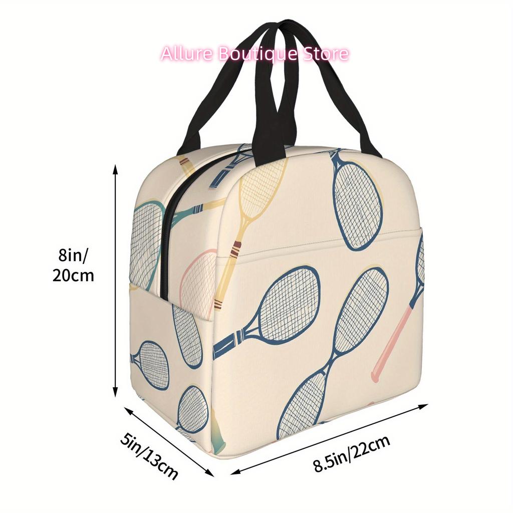 1pc, Tennis Racket Pattern Illustration. Printed Thermal Bag, Insulation Bag, Insulated Bag. Not for Food Contact. Suitable for