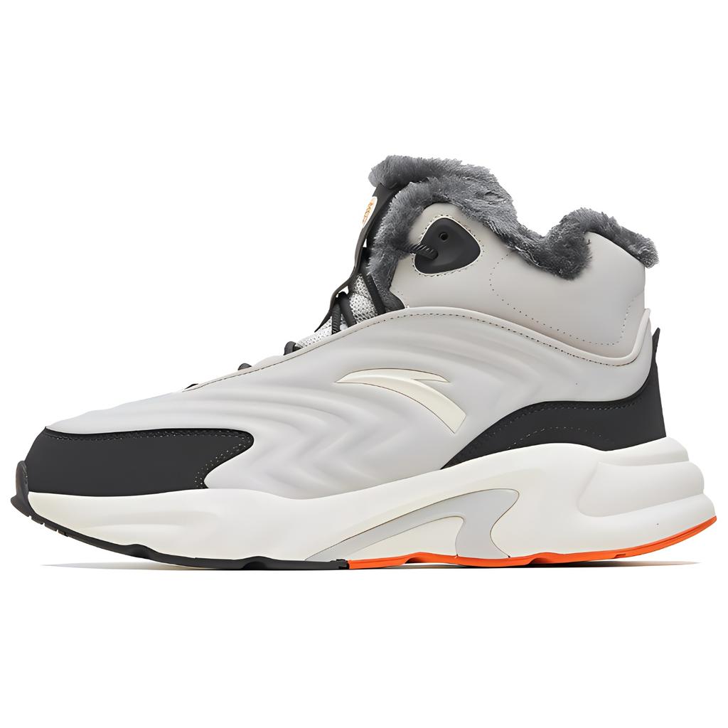 Anta Walker Fleece Sports Non-Slip Wear-Resistant High-Top Casual Shoes Men Casual Shoes Gray White 912248935-1