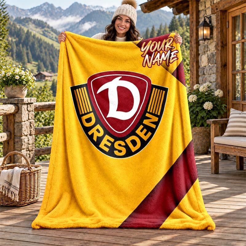 Dynamo Dresden Benutzerdefinierter Name Flanelldecke Personalisierte Weiche Warme Plüschdecke Personalisierte Geschenk für Familie Freunde