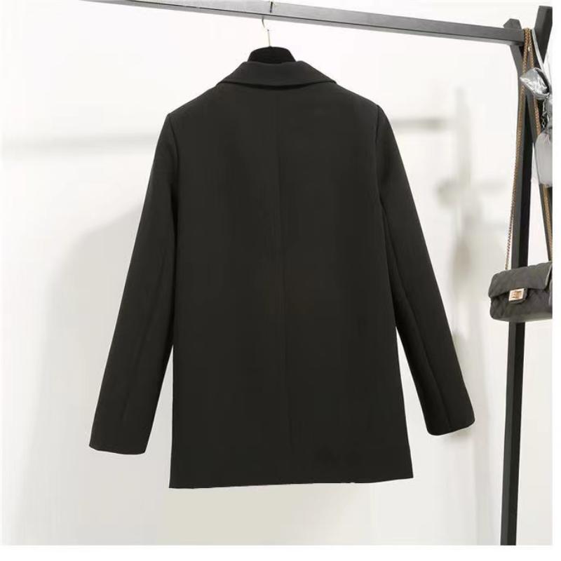 

Длинный рукав двубортный весенне-осенний корейский свободный повседневный пиджак женский больших размеров XS чёрный