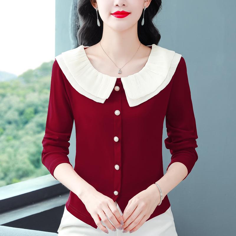 

Футболка с коротким рукавом для женщин, новая осенняя женская рубашка с длинными рукавами и нестандартным дизайном на переднем плече 3XL красный