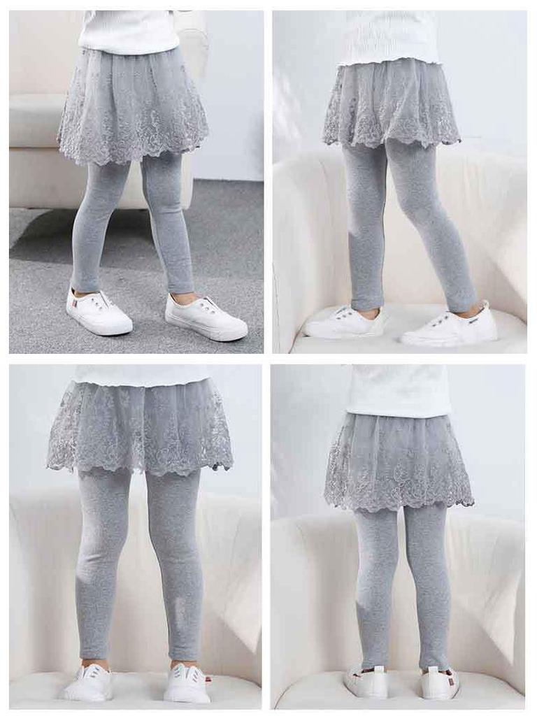 Wiosna 2024 Dziewczęce miękkie bawełniane spódnice i spodnie: Jednolity kolor, imitacja dwuczęściowego projektu