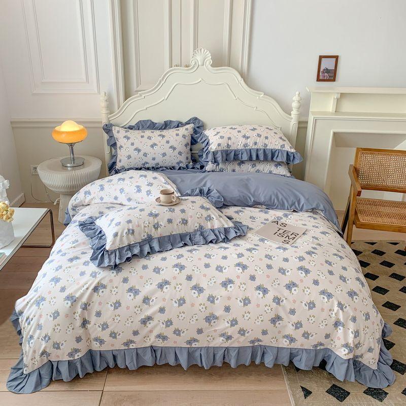 Four Seasons Universal Princess Style Four Piece Set Thickened Girl Heart Lace Bed Sheet Quilt Set Double Bedding