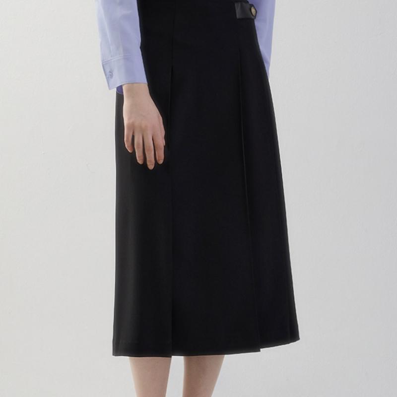 [She S miSS] Leather Point Pleated Skirt SwwSko11040 Bk
