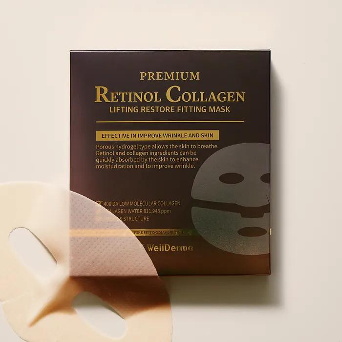 Elasticity and Glow_ Premium Wrinkle/Pore/Whitening/Moisture _ Wellderma Retinol Collagen Restore Hydrogel Fitting Mask Pack 4 Sheets