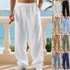 Summer Men's Breathable Cotton-Linen Trousers Relaxed-Fit Casual Sports Linen Straight-Leg Trousers