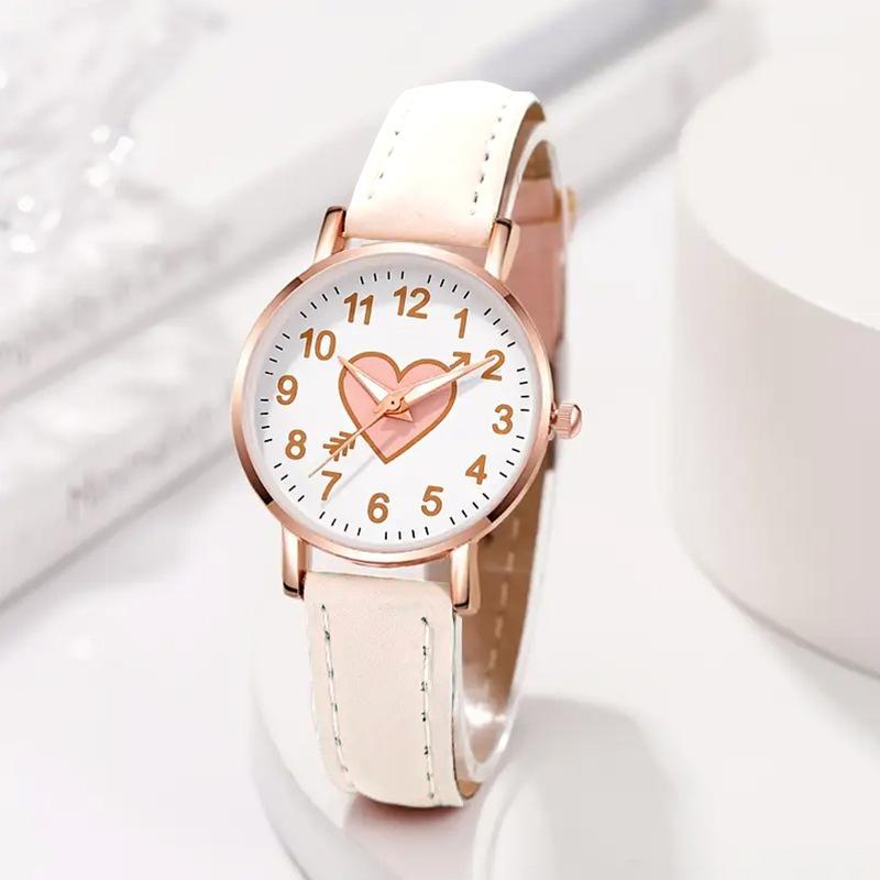 Cute Heart-shaped Dial Female Watch Student Wristwatch Simple Girl Girlfriend Gift