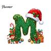 Holiday Tree Hanging Decor Personalized 26 Alphabet Christmas Ornament with Santa Hat Elf Design, Acrylic Cute Pendant for Mantel And Party