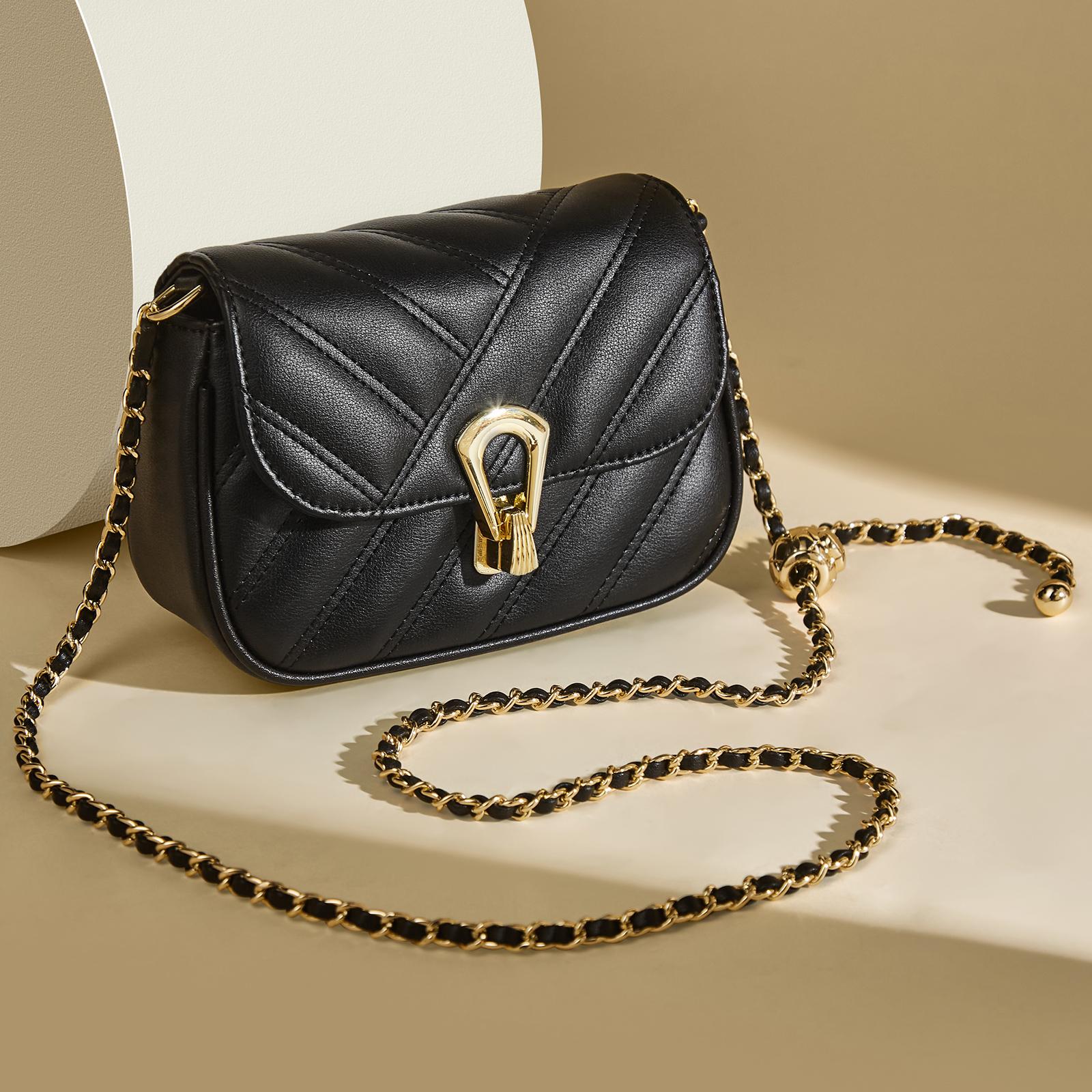 

FOXER 2026 New Women s Quilted Shoulder Bag Spring Summer Fashion Split Leather Crossbody Bag with Metal Chain Lock for Party