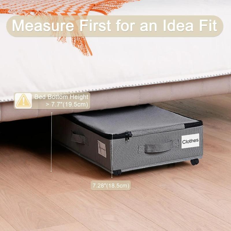 Underbed Rolling Storage Box Large Portable Foldable Wheeled Dustproof Home Space Saving for Travel Clothes Mobile Organizer
