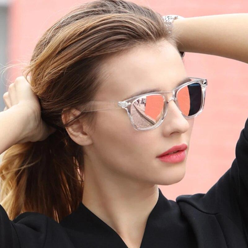 New Clear Sunglasses Women Men Transparent Frame Night Vision Sun Glasses Mirror Reflective Glasses UV400 Eye Wear