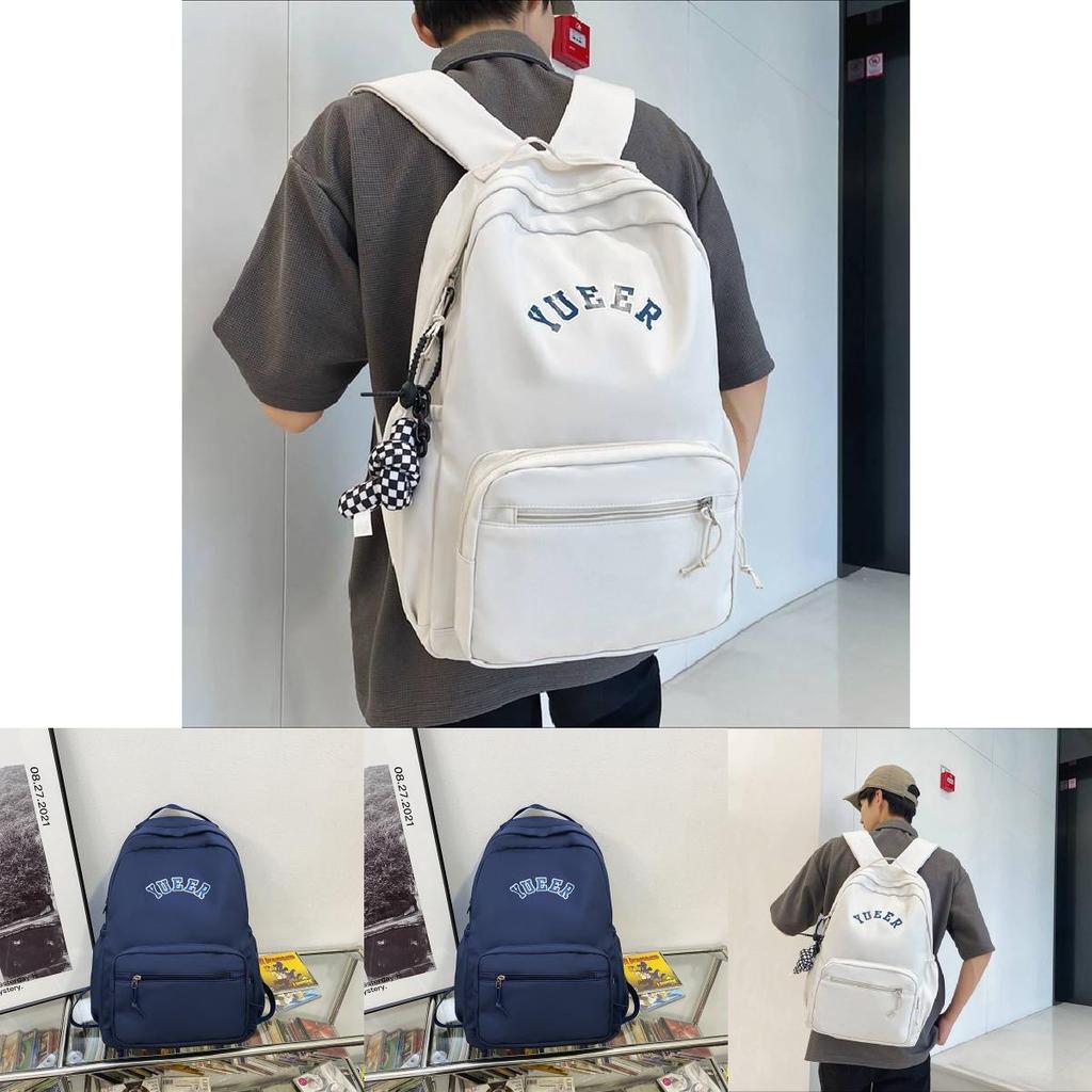 Simple Solid Color Letter Pattern Student Casual Backpacks For Daily Use And School Travel