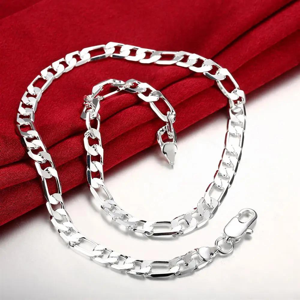 Luxury Classic 8MM sideways chain 18K gold fine Copper Necklace for Men woman fashion wedding party Jewelrys Gifts