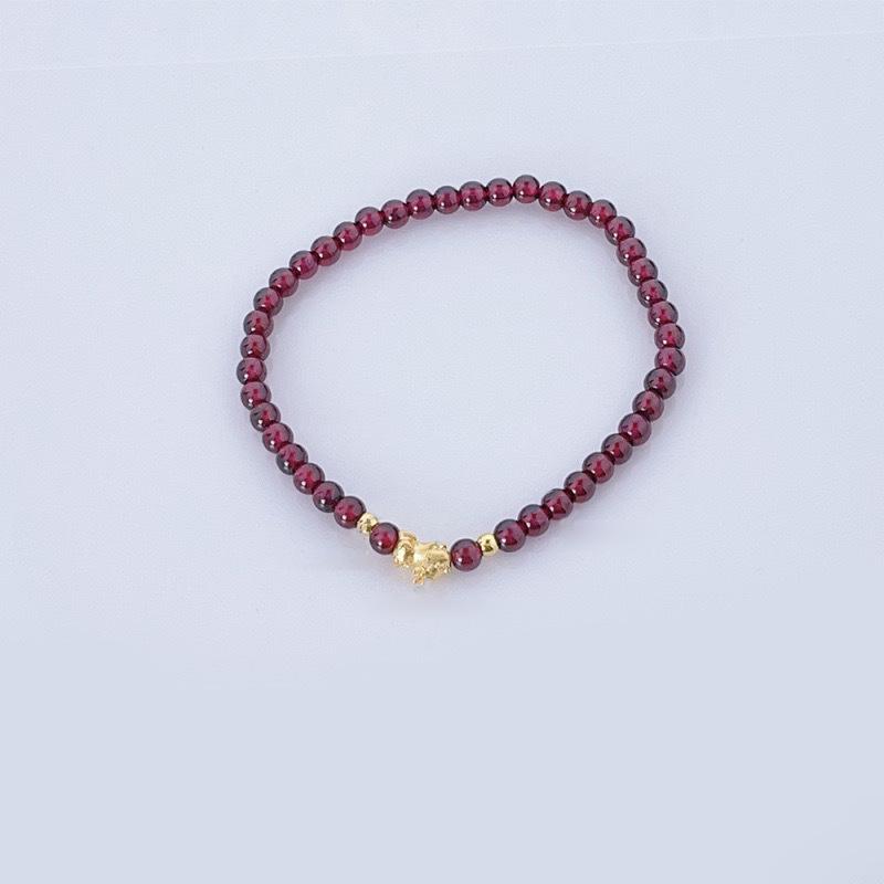 

Браслет из золота 5D 9999 с Пиксю и бусинами из натурального граната - Женские ювелирные изделия высокого класса, не содержащие цианидов. 16cm, Gold Weight 0.13g