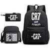 Set Zaino Scolastico Cristiano Ronaldo per Bambini Ragazzi Ragazze 15L Tessuto Oxford Borsa a Doppia Tracolla con Spallacci Imbottiti Traspiranti