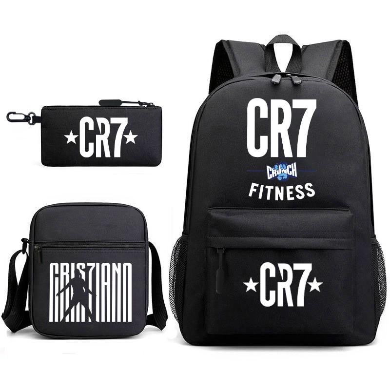 Set Zaino Scolastico Cristiano Ronaldo per Bambini Ragazzi Ragazze 15L Tessuto Oxford Borsa a Doppia Tracolla con Spallacci Imbottiti Traspiranti
