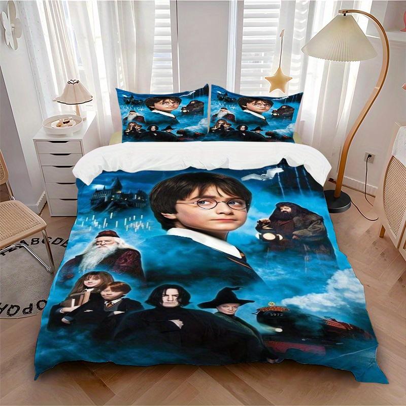 3pcs Hogwarts Wizardry Harry Potter Bedding Set, Including 1 Quilt Cover and 2 Pillow Shams,Soft and Comfortable Home Bedroom.F033