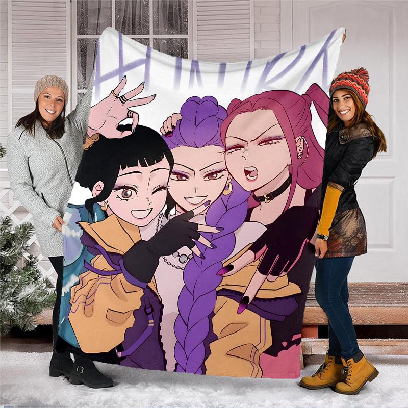 1pc KPop8 Theme Blanket - Digital Print, Polyester, Cozy for All Seasons, Perfect for Outdoor, Camping, and Travel