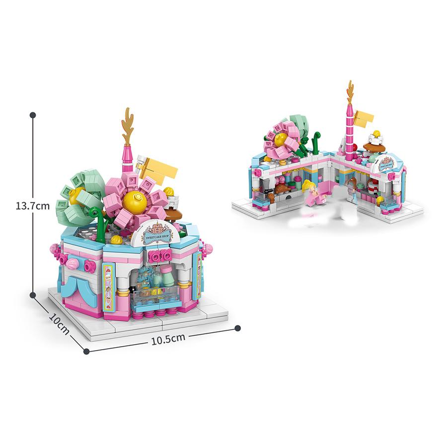 8 Style Mini Street View City Architecture Building Blocks Snack Store Shop House Model Bricks Puzzle Castle Toys for Children