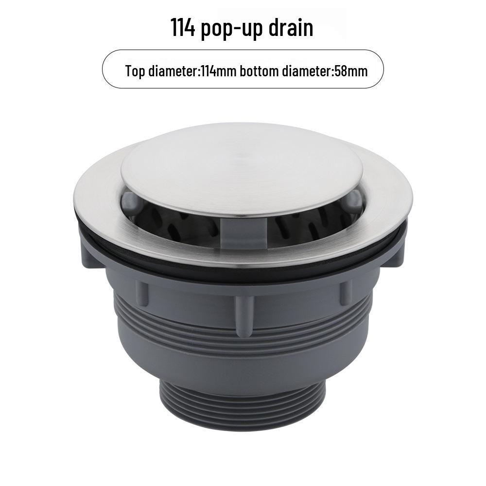 304 Stainless Steel Pop-Up Basket Strainer Sink Basin Drain Accessory for Single/Double Bowl with 58mm Interface.