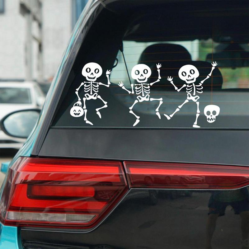 Halloween Dancing Skeleton Sticker Gothic Skull Car Stickers For Window Laptop Auto Styling Decor Decals Cars Accessories