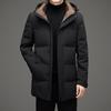 Daqiumen Men's 2025 Winter Mid-Length Hooded Down Jacket