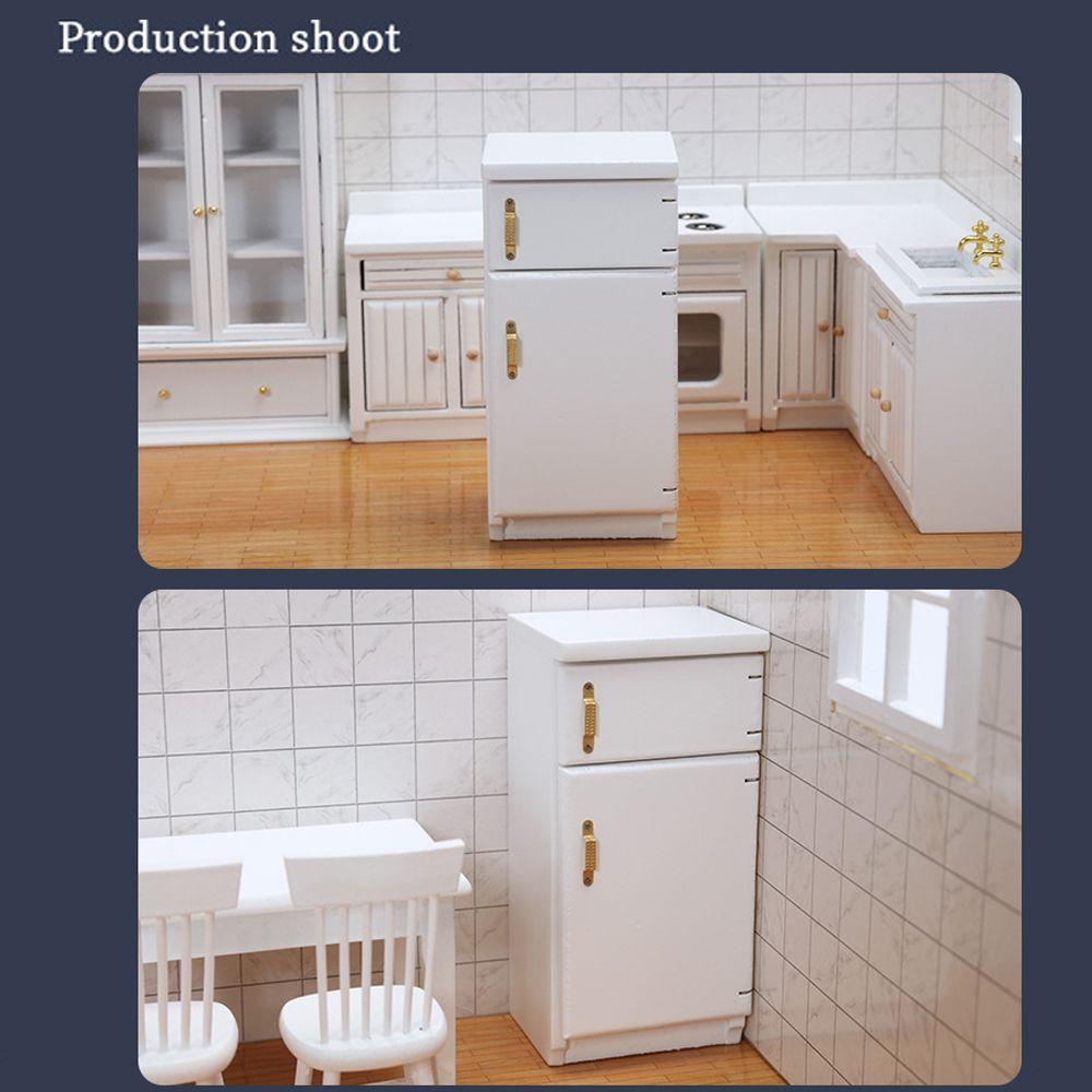 Doll Houses Freezer 1:12 Wooden Dollhouse Miniature White Refrigerator Fridge