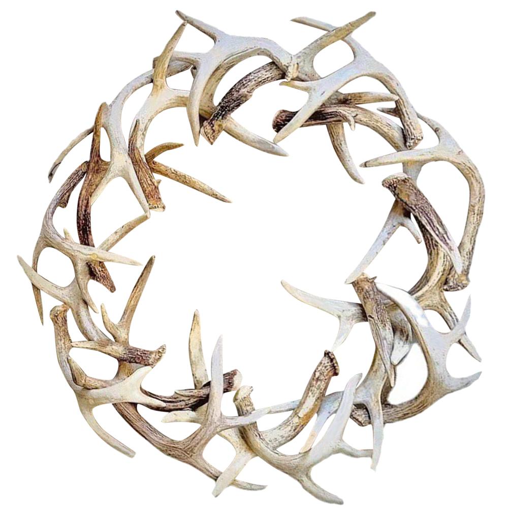 White Antler Garlands Christmas Front Door Wreath Christmas Antler Wreath Decoration Decorative Xmas Resin Antler Wreath Favor