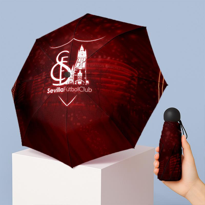 Sevilla FC Mini 5 Fold Pocket Umbrella Compact Lightweight Anti UV Rain Sun Protection Umbrella Portable Travel Umbrella