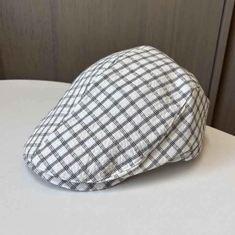 Wearable in All Seasons Artistic Casual College-Style Plaid Forward Cap for Women Cute Artist Hat Reverse-Wear Forward Cap
