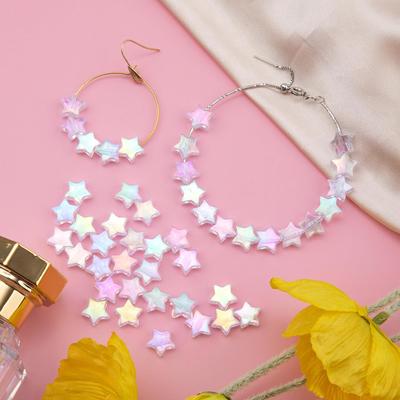 Contas soltas 50 peças materiais artesanais imitação de vidro moda fundo plano pulseira colar acessórios estrela de cinco pontas 10 mm faça você mesmo explosão