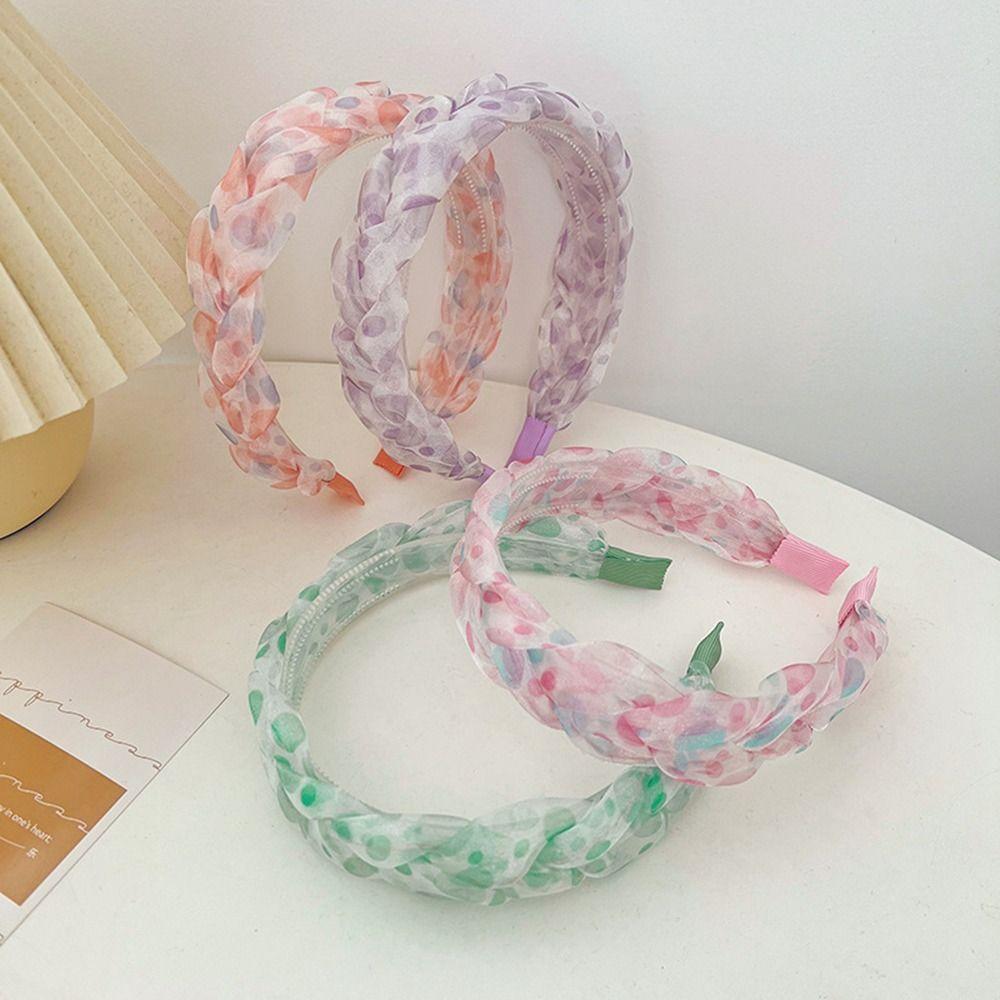 

Женская повязка на голову из органзы для девочек в корейском стиле, повязка на голову с косой, женская повязка на голову, аксессуары для волос