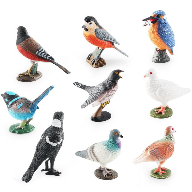Atemberaubendes, realistisches Vogelfiguren-Set mit farbenfrohen Tauben-, Elster- und Kuckucksmodellen