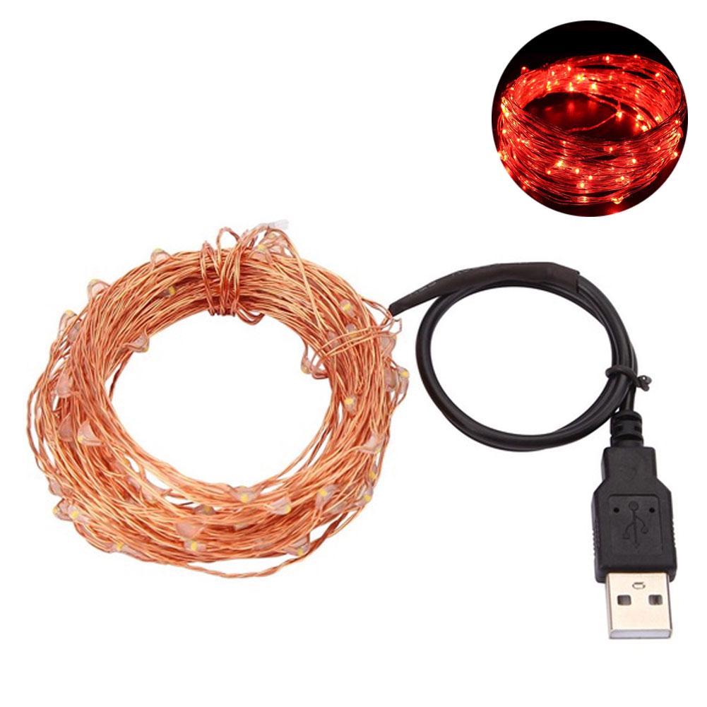 5/10m USB LED Sârmă impermeabilă șir de lumini de cupru Ghirlanda de decorare Zână