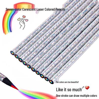 Originale siebenfarbige Holzkern-Regenbogen-Laserstifte zum Zeichnen für Kinder und Schüler