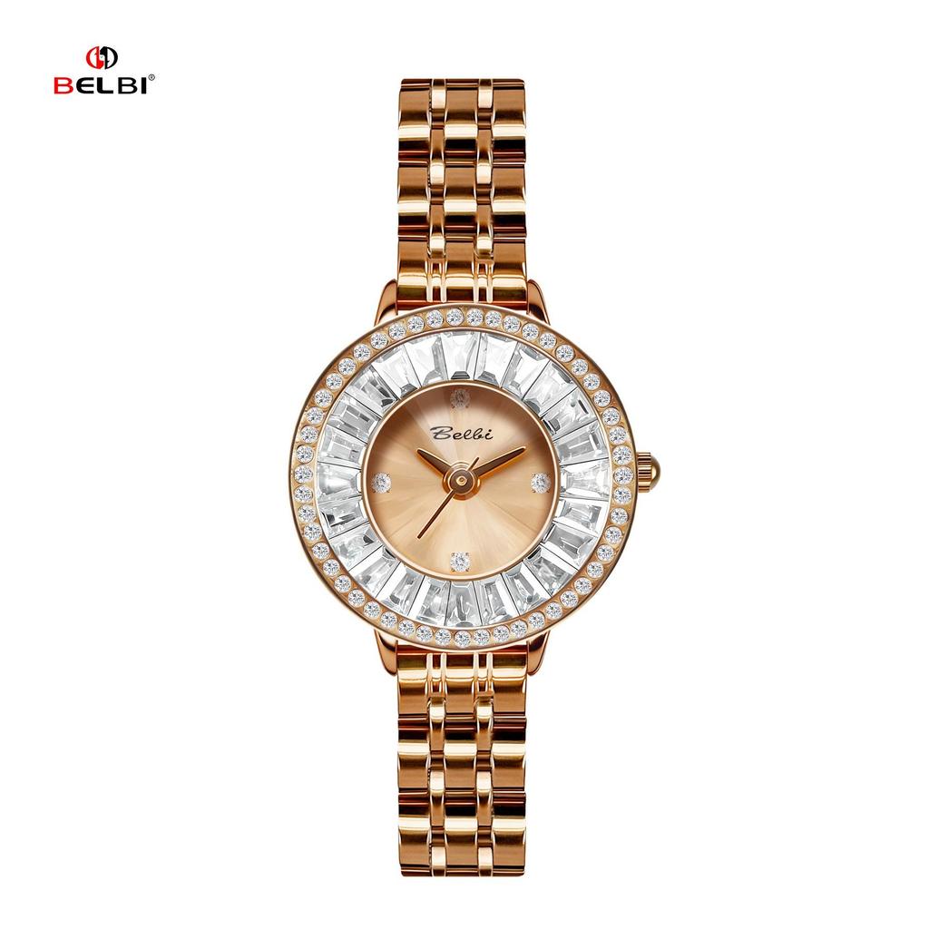 Fashion Ladies Quartz Watch with Sparkling Crystal Stainless Steel Bracelet Wristwatch Elegant Business Dress Watch for Women