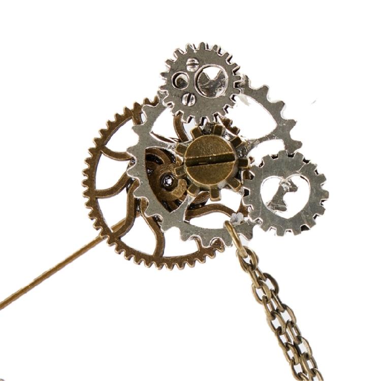 Steampunk Zahnrad Brosche Anstecknadel mit Metallkette Gothic Vintage Schmuck Abzeichen
