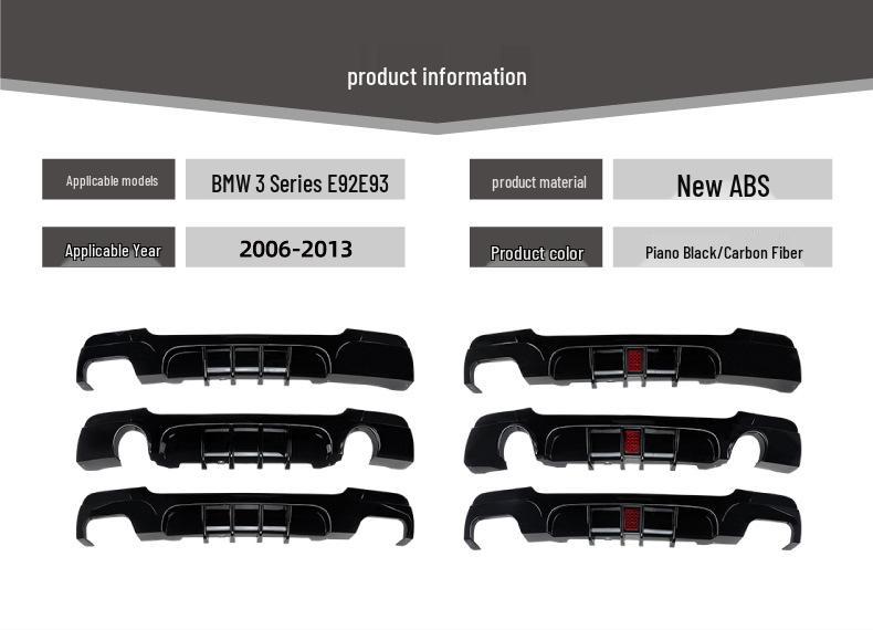 Compatible BMW 3 Series Coupe E92/E93 M Sport Rear Bumper Spoiler Lip for Tail Modification.