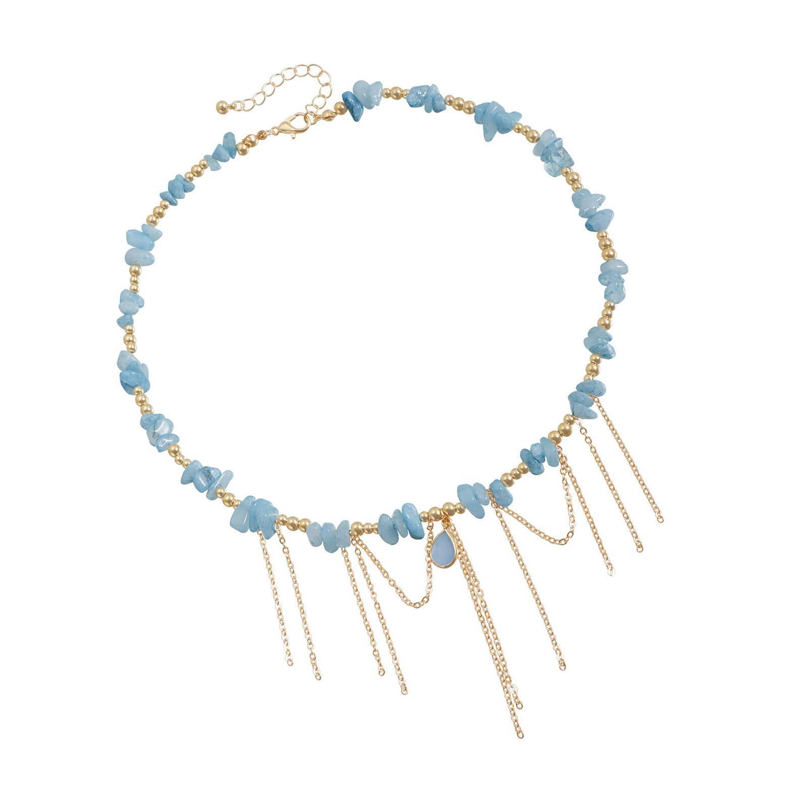 

Unique Handcrafted Beaded Necklace Teardrop Pendant And Delicate Tassels Movement Adjustable Clavicle Chain 1