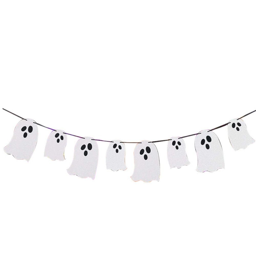 

Paper Ghost Flag Funny Pull Flower Decoration Party Decoration Halloween Ghost Banner Photo Props белый