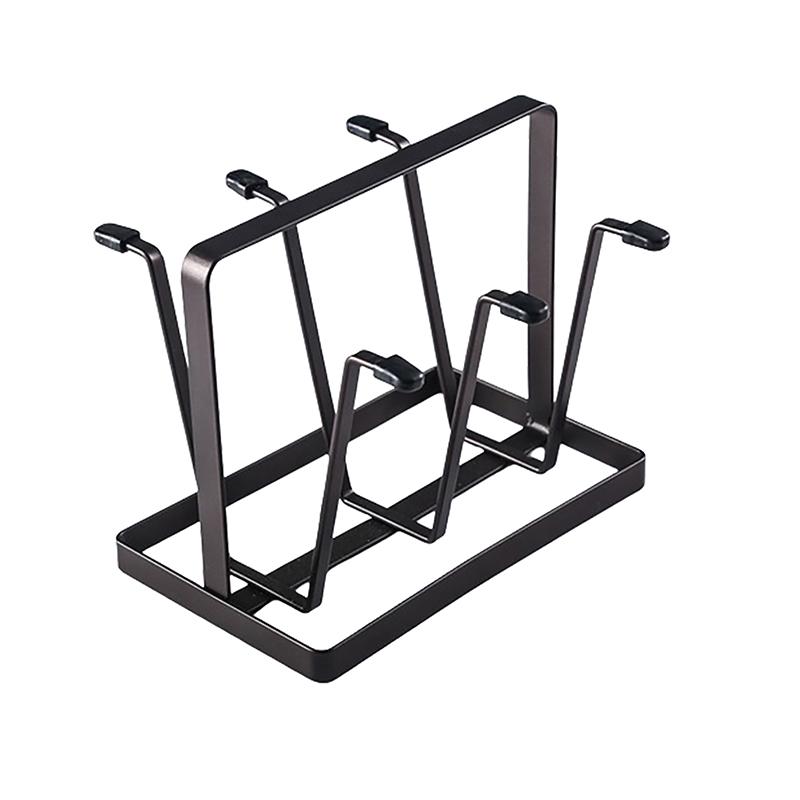 

Стальная сушилка для бутылок и стаканов, 6 крючков, органайзер для стеклянных емкостей с защитными резиновыми концами, крючки чёрный