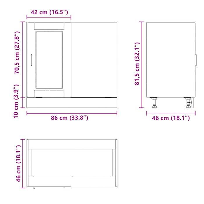 VidaXL Armoire de cuisine Porto chêne fumé bois d'ingénierie, armoire d'évier, meuble bas d'évier de cuisine, armoire de 854303
