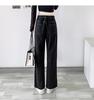 Female Pants Women Loose Casual Jeans Nine Points Wide Leg Ripped Raw Edge Trousers Plus Size