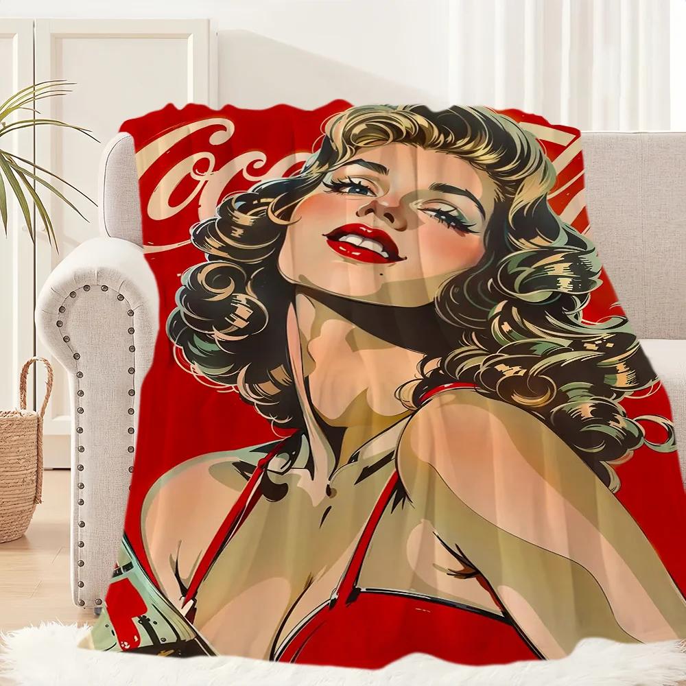 CocaCola Logo Throw Blanket for Couch Travel Hiking Picnic Bedding Flannel Blanket  Perfect Birthday Gift