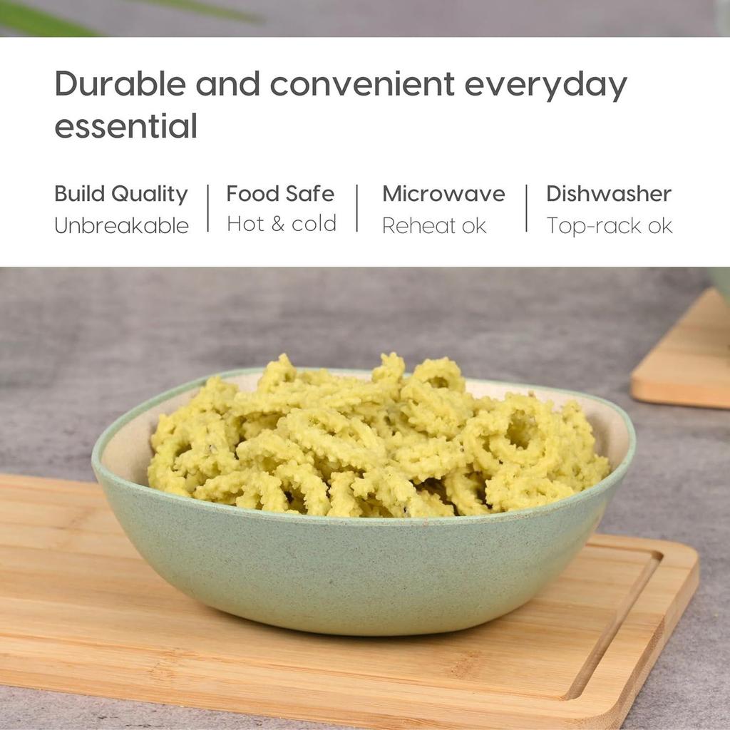 Set of 4 Earth-Friendly Multipurpose Bowls for Kitchen | 600 ml | Made with Bamboo Fibers & Rice Husk | Microwave Safe Bowl |