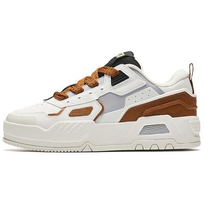Abrasion Resistant Low Top Skateboard Shoes Men's White Brown 112438028-4