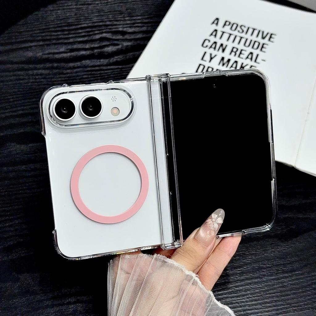 For IPhone DUO Transparent Ultra Slim Magnetic Wireless Charger Phone Case for IPhone Fold Clear Hard PC Anti Scratch Shockproof Protect Cover