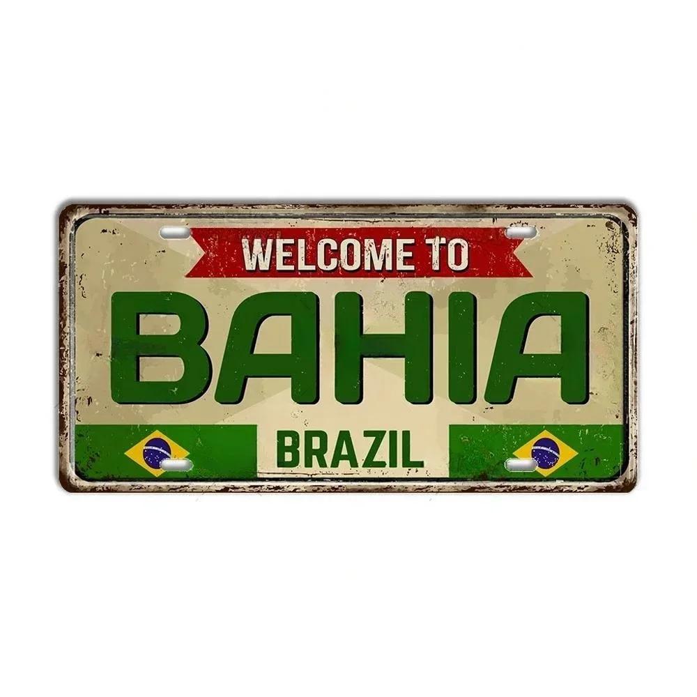 Vintage BRAZIL Landmark License Plate Rio De Janeiro Metal Sign City State Decorative Car Plate Bar Pub Garage Club Wall Decor