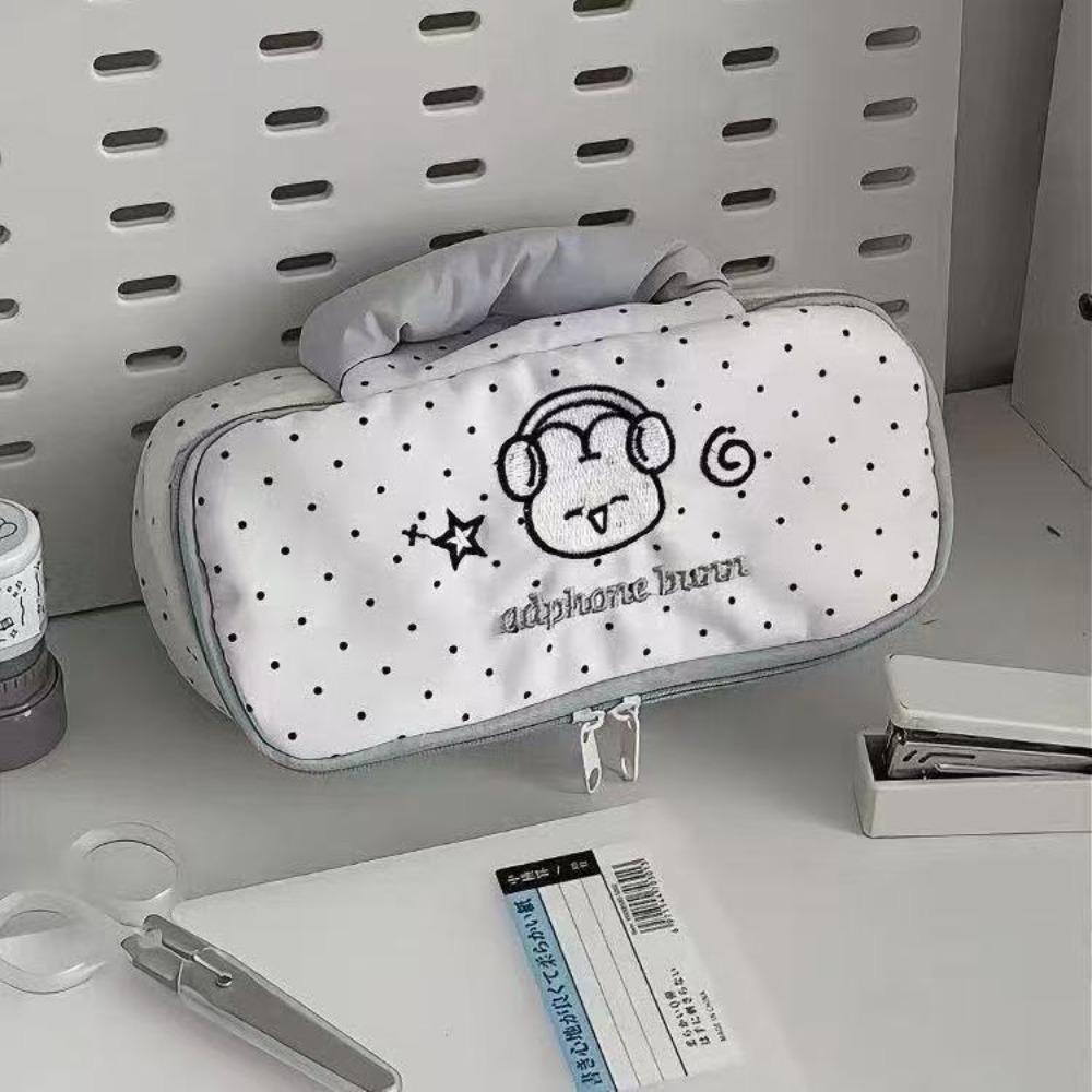 

Polka Dot Design Pen Bag Rabbit/Puppy Pattern Pen Pouch High Quality Pencil Case Gift белый