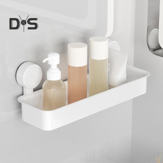 Wall Mounted Suction Cup Storage Rack Strong Load-bearing Easy to Install Bathroom Caddy Soap Makeup Storage Shelf